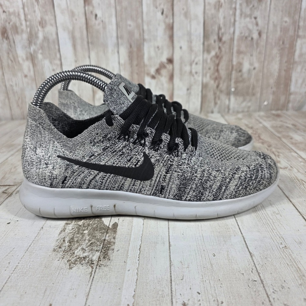 Nike Free RN Flyknit 2017 Womens Running Shoes Grey Black 880844-101 Size 7